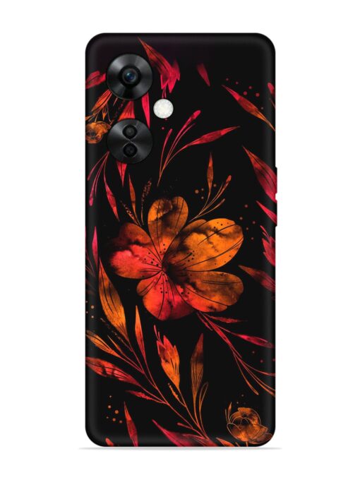 Red Flower Painting Embossed Soft Silicone Case for Oneplus Nord Ce 3 Lite (5G) Zapvi