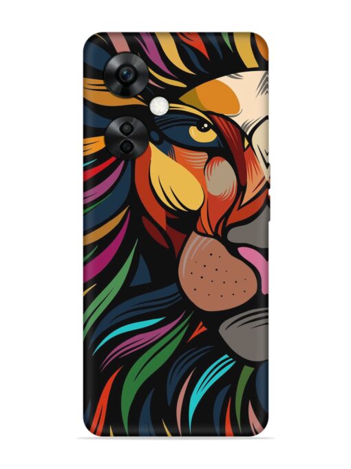 Trippy Lion Art Embossed Soft Silicone Case for Oneplus Nord Ce 3 Lite (5G) Zapvi