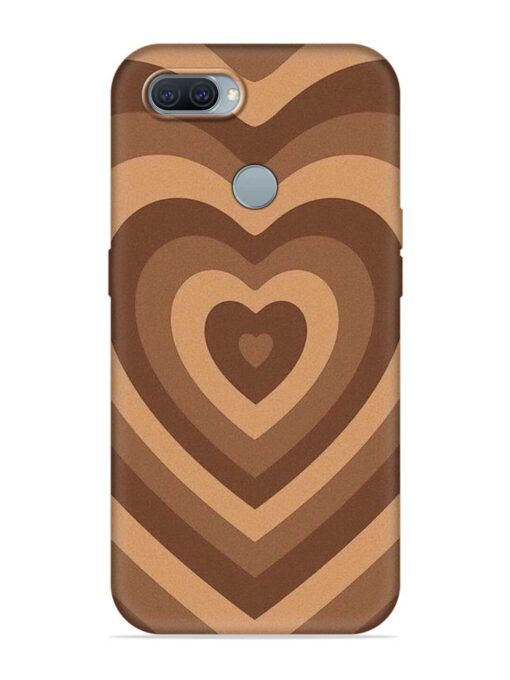 Brown Heart Embossed Soft Silicone Case for Oppo A12 Zapvi