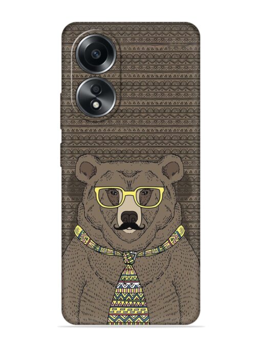 Grizzly Bear Embossed Soft Silicone Case for Oppo A58 Zapvi