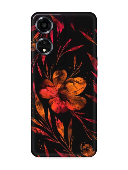 Red Flower Painting Embossed Soft Silicone Case for Oppo A59 (5G) Zapvi