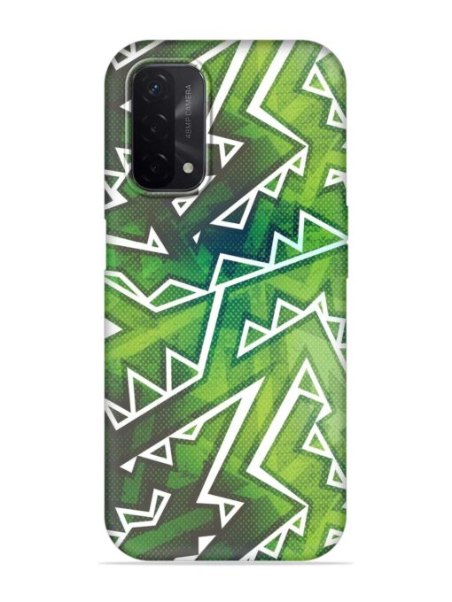 Green Graffiti Seamless Embossed Soft Silicone Case for Oppo A74 (5G) Zapvi