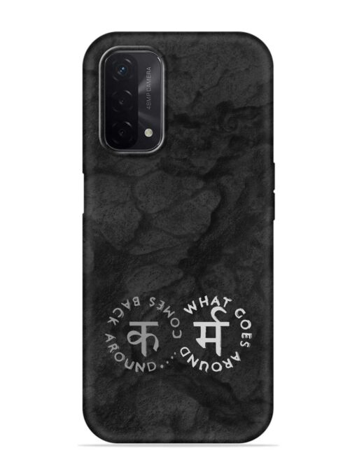 Karma Hindi Word Embossed Soft Silicone Case for Oppo A74 (5G) Zapvi