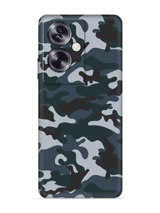 Dark Blue Army Military Art Embossed Soft Silicone Case for Oppo A79 (5G) Zapvi