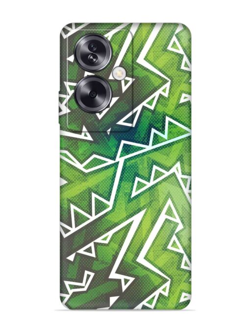 Green Graffiti Seamless Embossed Soft Silicone Case for Oppo A79 (5G) Zapvi