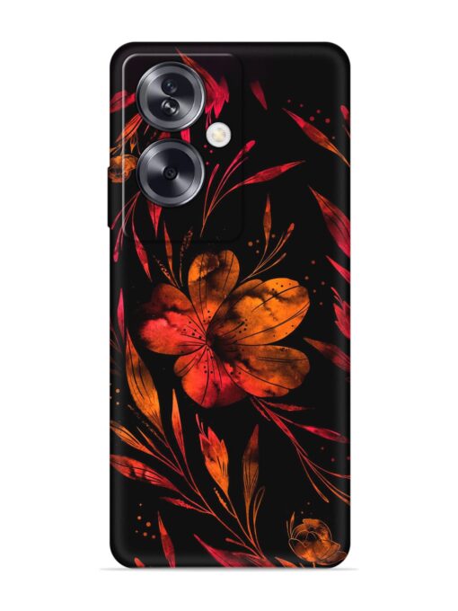 Red Flower Painting Embossed Soft Silicone Case for Oppo A79 (5G) Zapvi