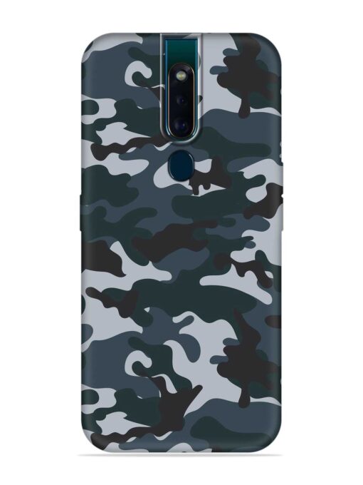 Dark Blue Army Military Art Embossed Soft Silicone Case for Oppo F11 Pro Zapvi