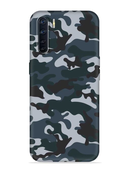 Dark Blue Army Military Art Embossed Soft Silicone Case for Oppo F15 Zapvi