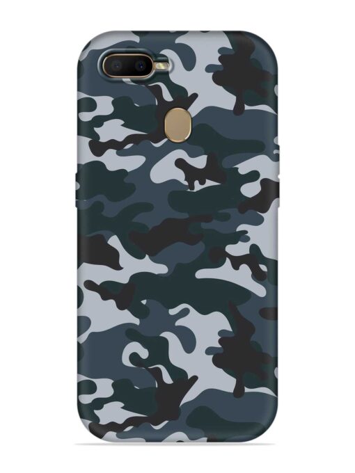 Dark Blue Army Military Art Embossed Soft Silicone Case for Oppo F9 Pro Zapvi