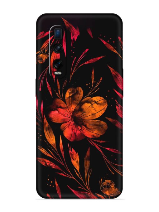 Red Flower Painting Embossed Soft Silicone Case for Oppo Find X2 Pro Zapvi