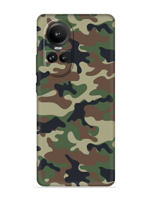 Army Military Camouflage Dark Green Embossed Soft Silicone Case for Oppo Reno 10 (5G) Zapvi