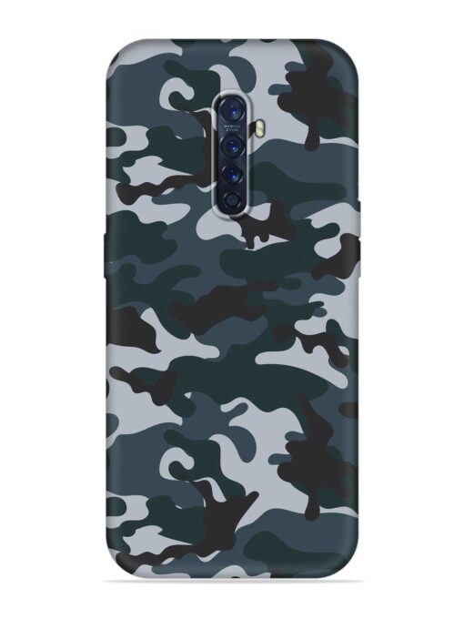 Dark Blue Army Military Art Embossed Soft Silicone Case for Oppo Reno 2F Zapvi