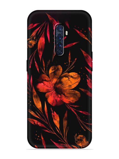 Red Flower Painting Embossed Soft Silicone Case for Oppo Reno 2F Zapvi