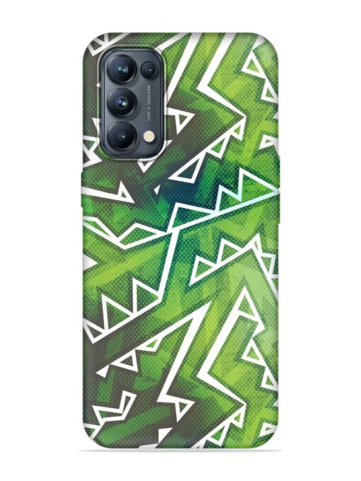 Green Graffiti Seamless Embossed Soft Silicone Case for Oppo Reno 5 Pro (5G) Zapvi