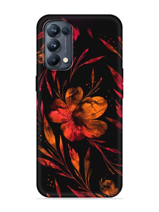 Red Flower Painting Embossed Soft Silicone Case for Oppo Reno 5 Pro (5G) Zapvi