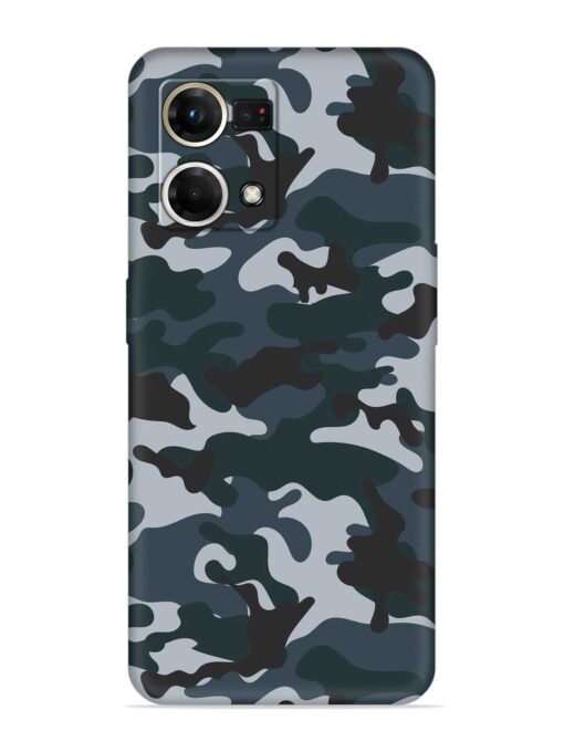 Dark Blue Army Military Art Embossed Soft Silicone Case for Oppo Reno 7 (4G) Zapvi