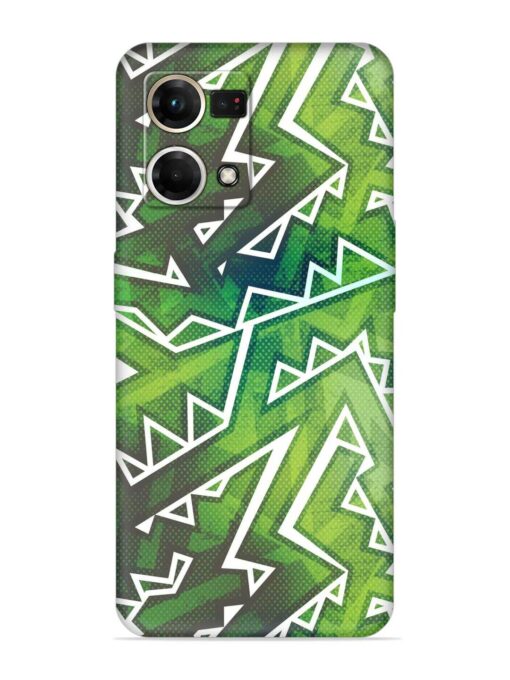 Green Graffiti Seamless Embossed Soft Silicone Case for Oppo Reno 7 (4G) Zapvi