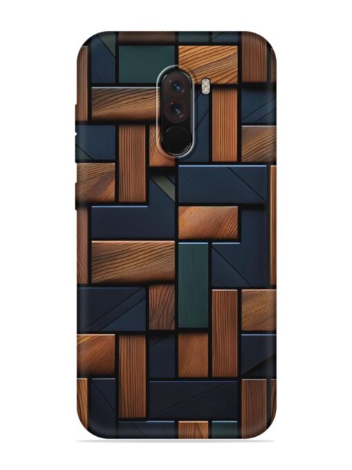 Wooden Background Cubes Embossed Soft Silicone Case for Poco F1 Zapvi