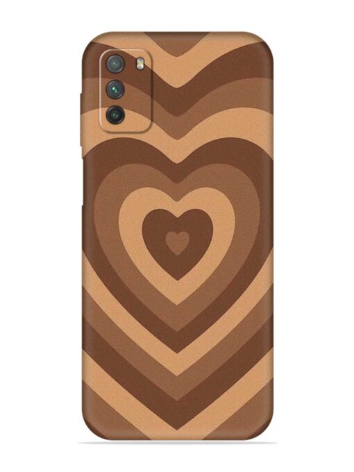 Brown Heart Embossed Soft Silicone Case for Poco M3 Zapvi