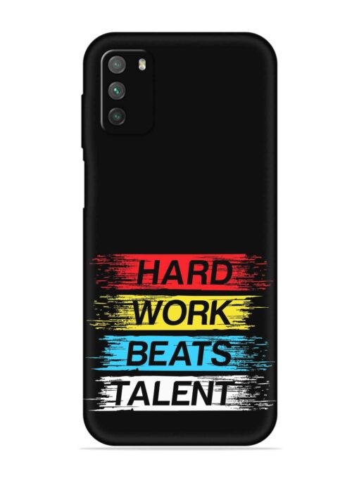 Hard Work Beats Embossed Soft Silicone Case for Poco M3 Zapvi