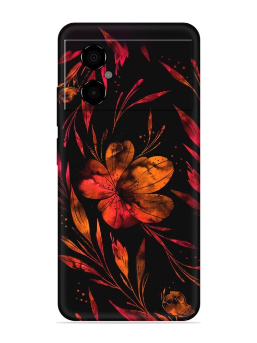 Red Flower Painting Embossed Soft Silicone Case for Poco M4 (5G) Zapvi