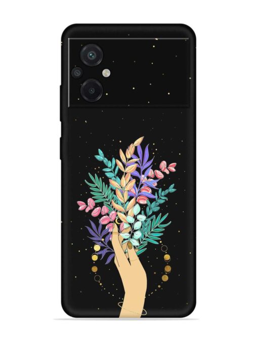 Flower On Hand Embossed Soft Silicone Case for Poco M5 Zapvi