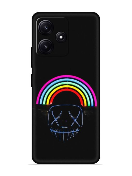 Mask Rainbow Embossed Soft Silicone Case for Poco M6 Pro (5G) Zapvi