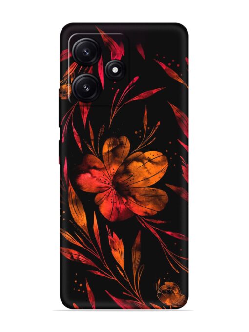 Red Flower Painting Embossed Soft Silicone Case for Poco M6 Pro (5G) Zapvi