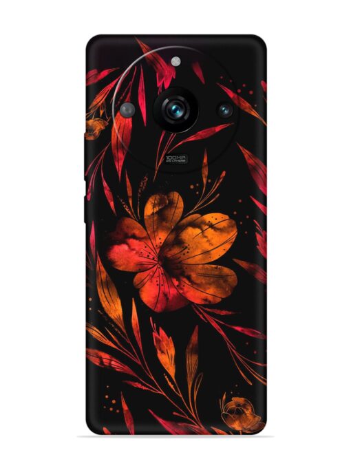 Red Flower Painting Embossed Soft Silicone Case for Realme 11 Pro (5G) Zapvi