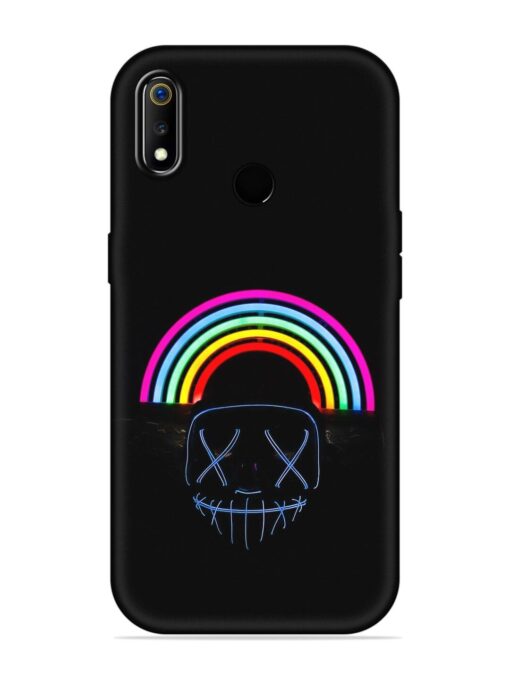 Mask Rainbow Embossed Soft Silicone Case for Realme 3 Zapvi