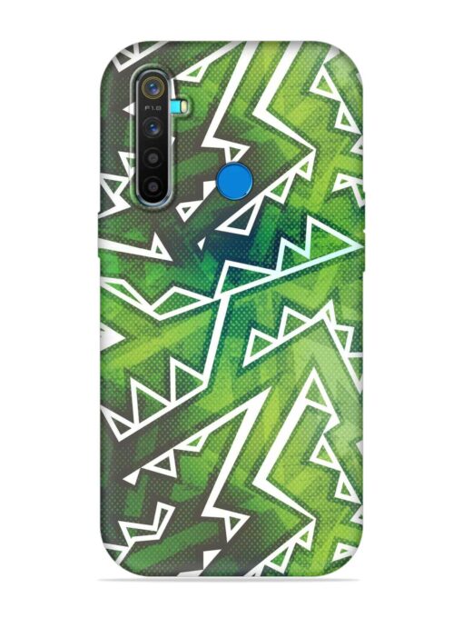 Green Graffiti Seamless Embossed Soft Silicone Case for Realme 5 Pro Zapvi