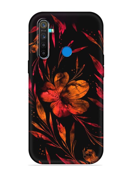 Red Flower Painting Embossed Soft Silicone Case for Realme 5 Pro Zapvi