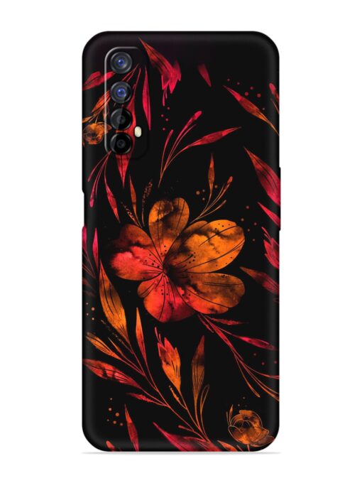 Red Flower Painting Embossed Soft Silicone Case for Realme 7 Zapvi