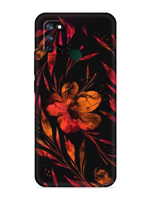 Red Flower Painting Embossed Soft Silicone Case for Realme 7I Zapvi