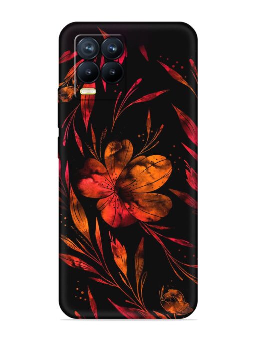 Red Flower Painting Embossed Soft Silicone Case for Realme 8 Pro Zapvi