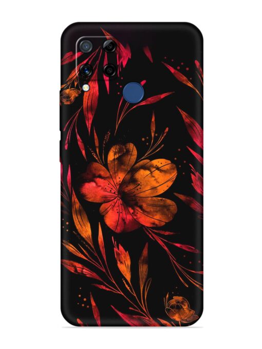 Red Flower Painting Embossed Soft Silicone Case for Realme C15 Zapvi