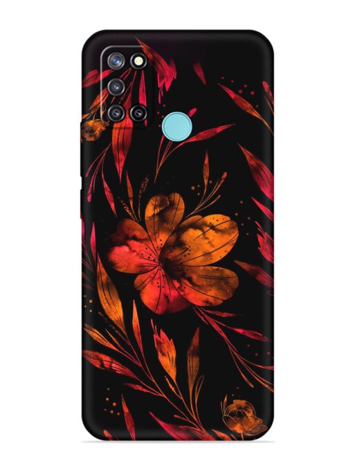 Red Flower Painting Embossed Soft Silicone Case for Realme C17 Zapvi