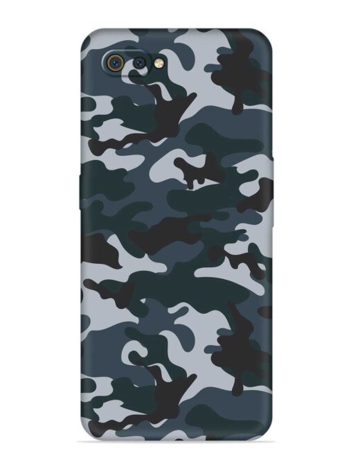 Dark Blue Army Military Art Embossed Soft Silicone Case for Realme C2 Zapvi