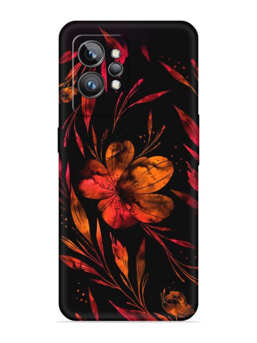 Red Flower Painting Embossed Soft Silicone Case for Realme Gt 2 Pro Zapvi