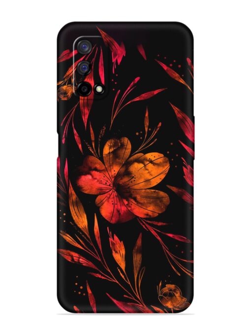 Red Flower Painting Embossed Soft Silicone Case for Realme Narzo 30 Pro (5G) Zapvi