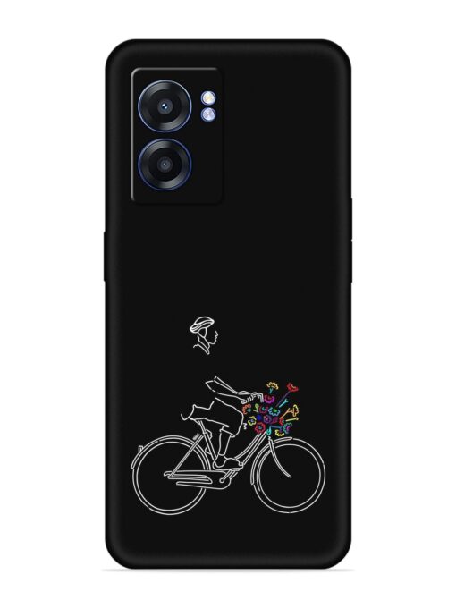 Minimalist Cycle Art Embossed Soft Silicone Case for Realme Narzo 50 (5G) Zapvi