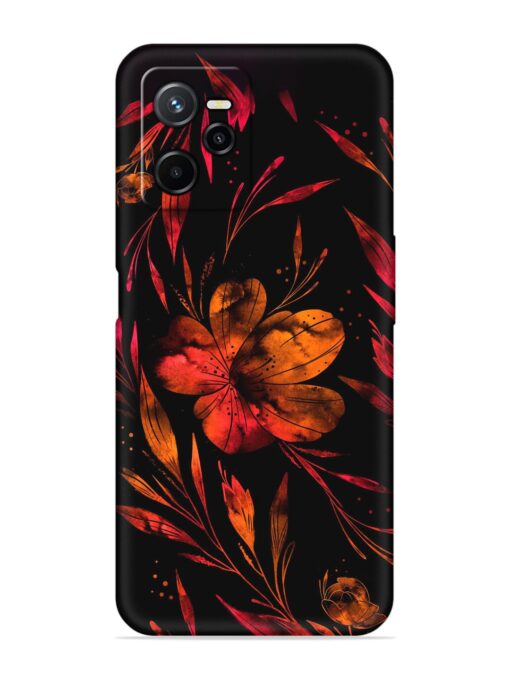 Red Flower Painting Embossed Soft Silicone Case for Realme Narzo 50A Prime Zapvi