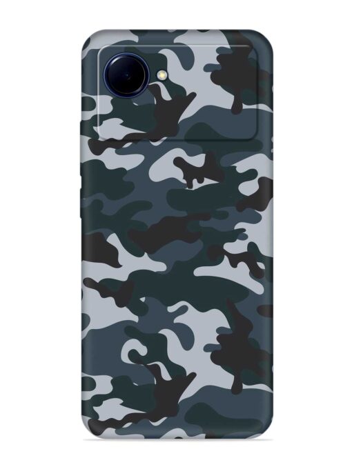 Dark Blue Army Military Art Embossed Soft Silicone Case for Realme Narzo 50I Prime Zapvi