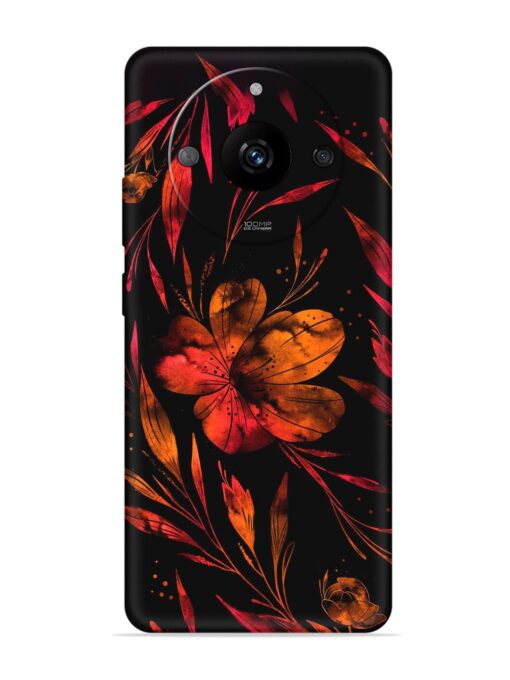 Red Flower Painting Embossed Soft Silicone Case for Realme Narzo 60 Pro (5G) Zapvi