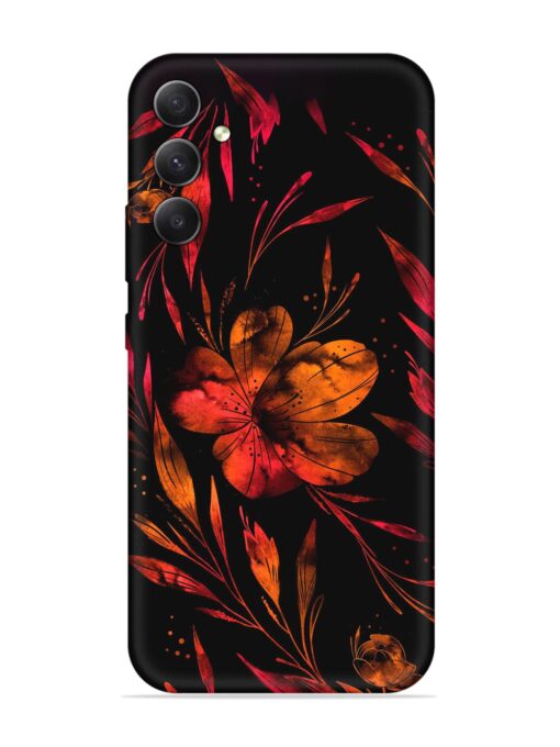 Red Flower Painting Embossed Soft Silicone Case for Samsung Galaxy A34 (5G) Zapvi