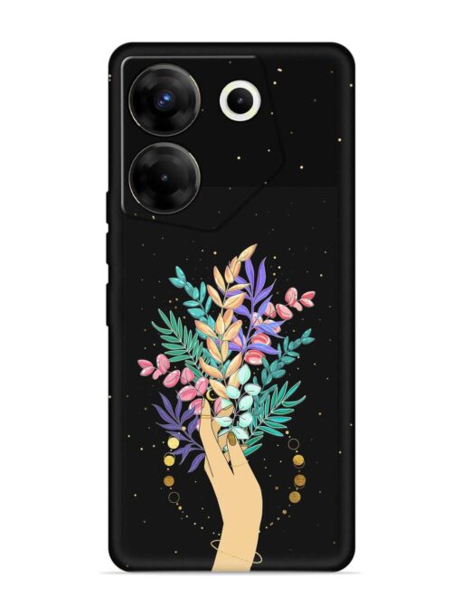 Flower On Hand Embossed Soft Silicone Case for Tecno Camon 20 Pro (5G) Zapvi