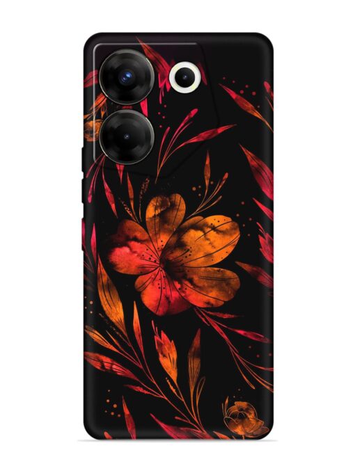 Red Flower Painting Embossed Soft Silicone Case for Tecno Camon 20 Pro (5G) Zapvi