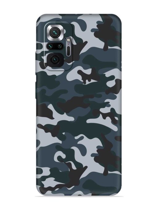 Dark Blue Army Military Art Embossed Soft Silicone Case for Xiaomi Redmi Note 10 Pro Max Zapvi