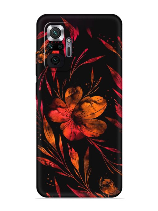 Red Flower Painting Embossed Soft Silicone Case for Xiaomi Redmi Note 10 Pro Max Zapvi