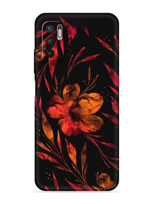 Red Flower Painting Embossed Soft Silicone Case for Xiaomi Redmi Note 10T (5G) Zapvi